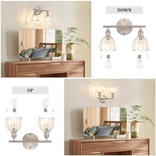 Shenmoyl 2-Light Bathroom Vanity Light, Satin Nickel