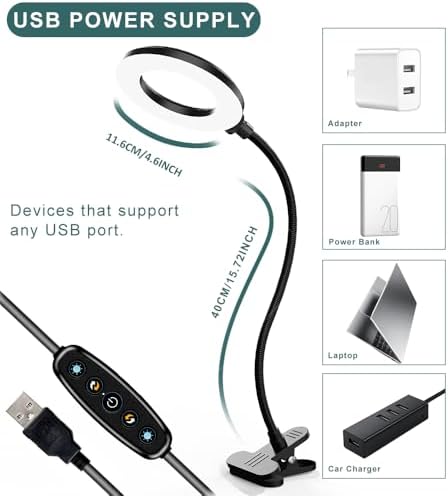 LED Desk Lamp with Clamp, 3 Color Modes