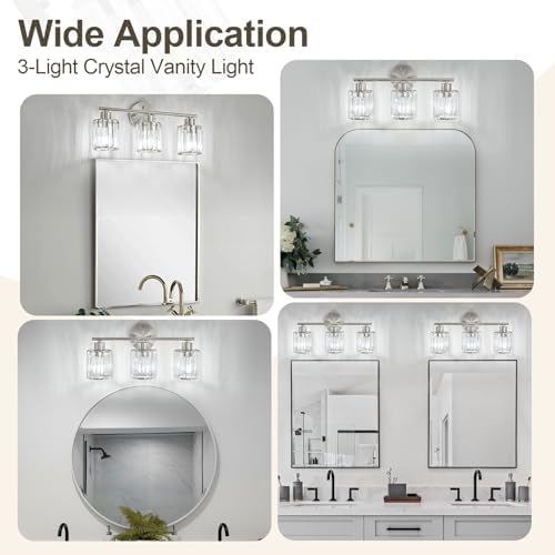 Modern Brushed Nickel 3-Light Bathroom Fixtures