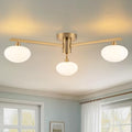22.5" Gold 3-Light Mid-Century Semi Flush Mount Ceiling Light