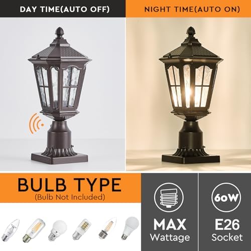 Dusk-to-Dawn Aluminum Outdoor Post Light, Oil Rubbed Bronze