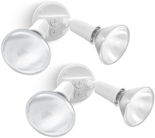 LUTEC 2-Pack Adjustable Twin Par Holder Outdoor Flood Lights, White