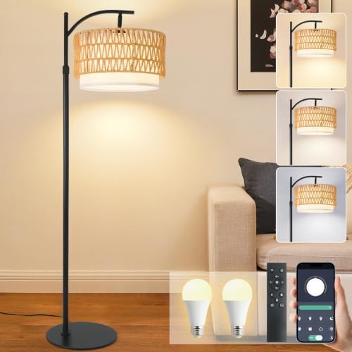 Rustic Black Farmhouse Floor Lamp, 12W LED