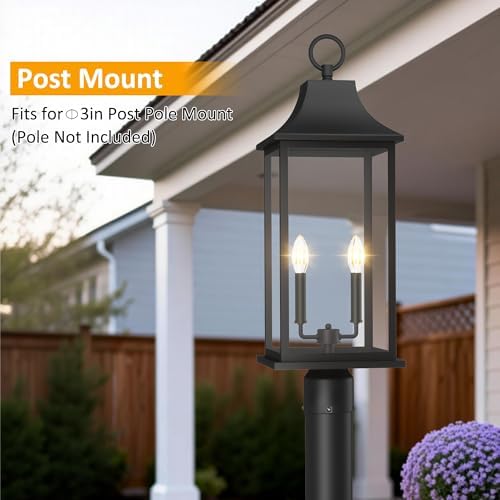 23.6" Waterproof Outdoor Post Light with Pier Mount Base
