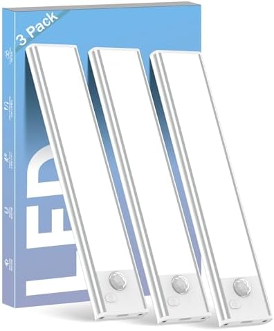 ASOKO White USB-C Rechargeable Motion Sensor Closet Lights, 3 Pack