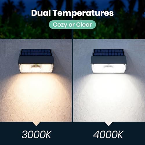 Outdoor Solar Fence Light, 1000LM, 4000K/3000K