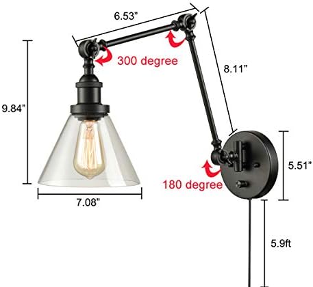 Industrial Swing Arm Plug-In Wall Sconce