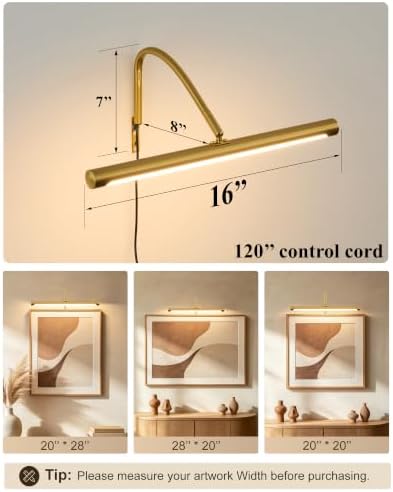 ZitoStory Dimmable Picture Light, Gold, 16 inch
