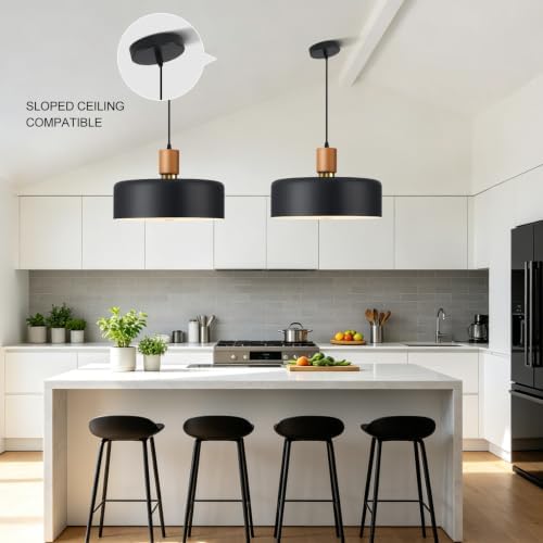 Eustace 13.8inches Oak Wood & Brass Pendant Light