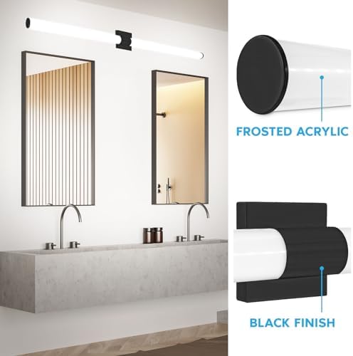 LUXRITE 48 Inch Black 5CCT LED Vanity Light