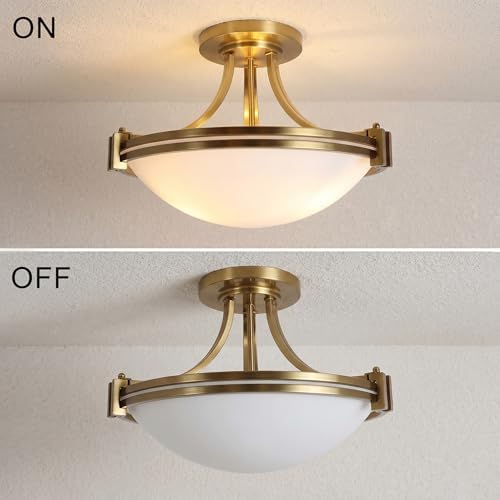 Bektas 16 inch Gold Semi Flush Mount Ceiling Light