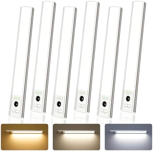 EZVALO 12-inch Rechargeable Under Cabinet Lights, 6 Pack