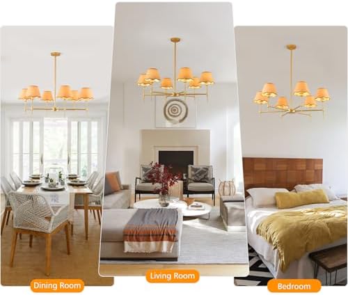Gold Farmhouse Chandelier 6-Light Boho Pendant Lamp 37.5‘’ Large