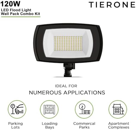 LED Outdoor 120W Security Flood Light, 4000K Dark Bronze