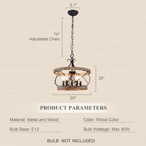 20" 5-Light Farmhouse Chandelier