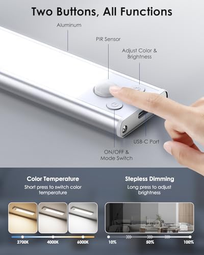 VerRon 8inch Motion Sensor Under Cabinet Lights, 5-Pack