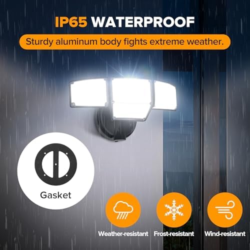 LUTEC 80W 9000LM 4-Head LED Flood Light, Black