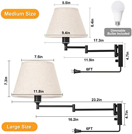 TRLIFE Wall Sconce Plug in, Remote Control Dimming 10-100% and