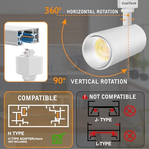 【2026 Upgraded】10-Color Zoomable 12W LED Track Lighting Head Dimmable