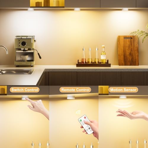 Under Cabinet Puck Lights with Remote, 6 Pack