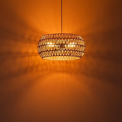 3-Light Rattan Pendant Light with Woven Shade