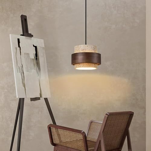 Yellow Travertine Pendant Light, Natural