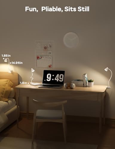 LiFMIRA Clip-On Lamp, USB Reading Light, White