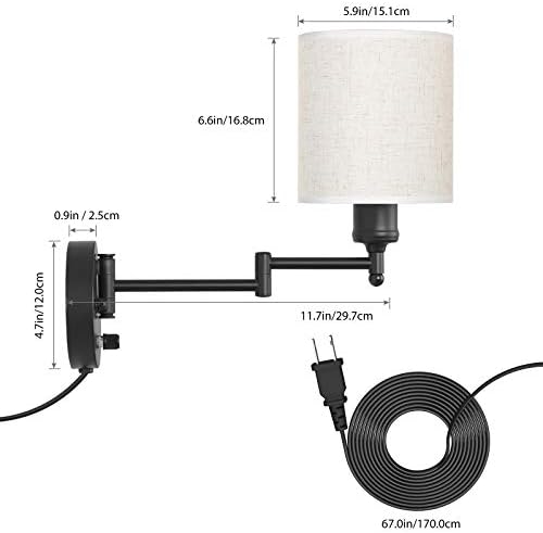 CADUKE Plug-in Swing Arm Wall Lamps, Set of 2