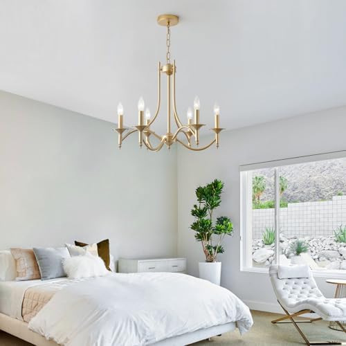 Gold Farmhouse Candle Chandelier for Dining Room