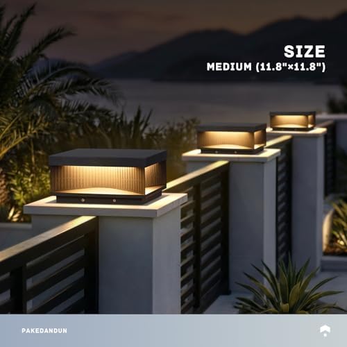 Outdoor Post Lights Hard Wired, 11.81" Glass Column Lights