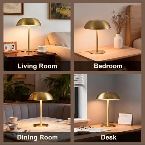 Small Rechargeable Cordless LED Table Lamp, Gold