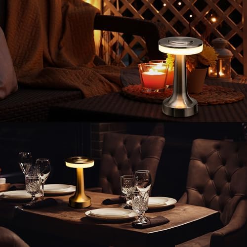 O'Bright Cordless Rechargeable LED Mushroom Table Lamp, Gold