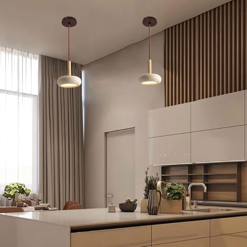 Modern Yellow Travertine LED Pendant Light