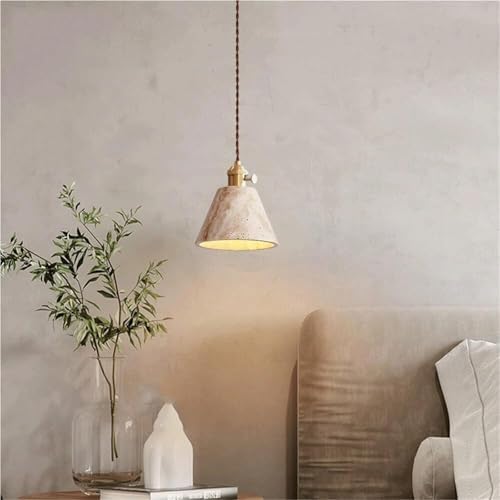 Modern Nordic Travertine Pendant Light, Brass Finish