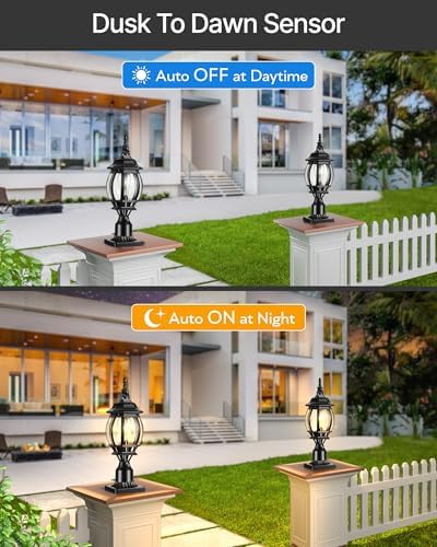 VIANIS Dusk-to-Dawn Outdoor Post Light, Pier Mount Base