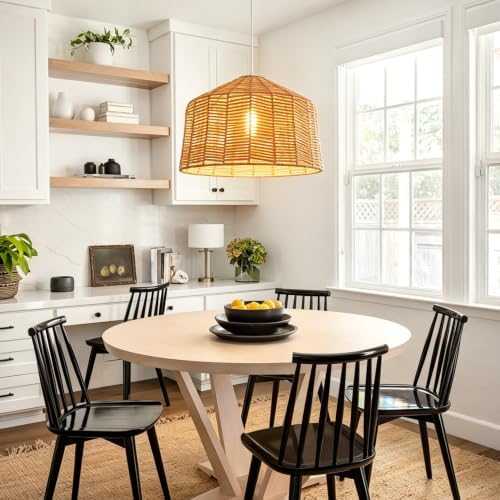 Farmhouse Boho Rattan Pendant Light