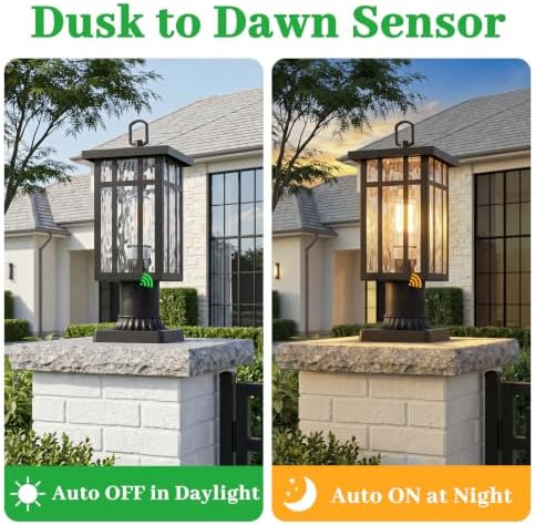 BesLowe Dusk to Dawn Outdoor Post Light, Hardwired