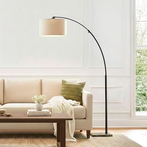 Brightech Logan Arc Floor Lamp for Living Rooms, Black