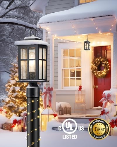 VIANIS Black 120V Hardwired Outdoor Post Light