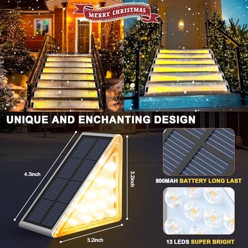 Outdoor Waterproof LED Solar Step Lights, 6 Pack