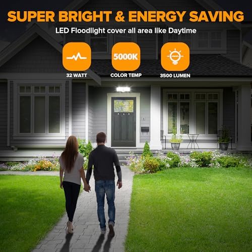 LUTEC 32W 3500LM Dual-Head LED Outdoor Flood Light, White