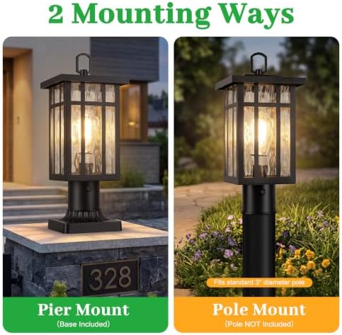 BesLowe Dusk to Dawn Outdoor Post Light, Hardwired