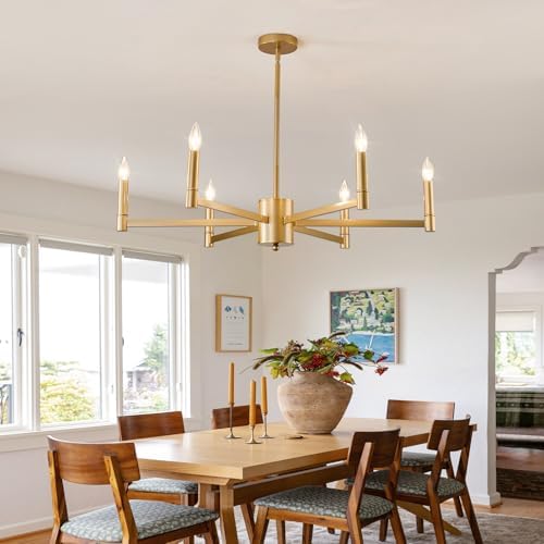 ASGYISA 6-Light Gold Candle Chandelier