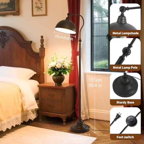 Bright Reading Floor Lamp with Remote and Bluetooth Dimming
