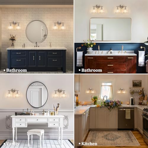 Shenmoyl 2-Light Bathroom Vanity Light, Satin Nickel