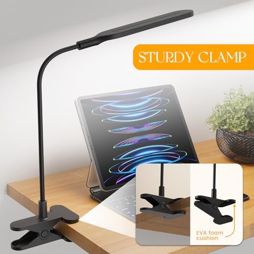 LED Clip-On Lamp, 3 Color Modes, 10 Brightness Levels