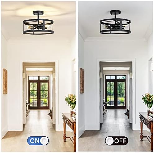 3-Light Semi Flush Mount Ceiling Light, 2 Pack