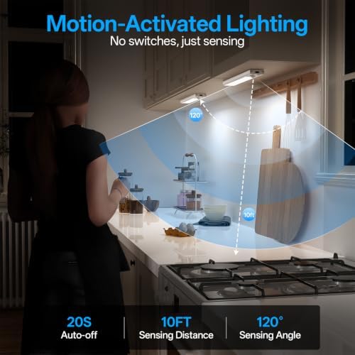 Under Cabinet Wireless Motion Sensor Lights, 2 Pack