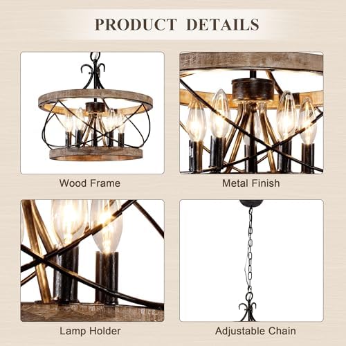 20" 5-Light Farmhouse Chandelier