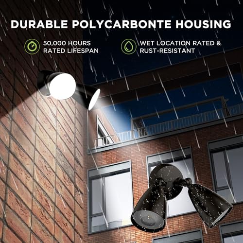 TIERONE Twin-Head LED Flood Light, 2-Pack, Dark Bronze